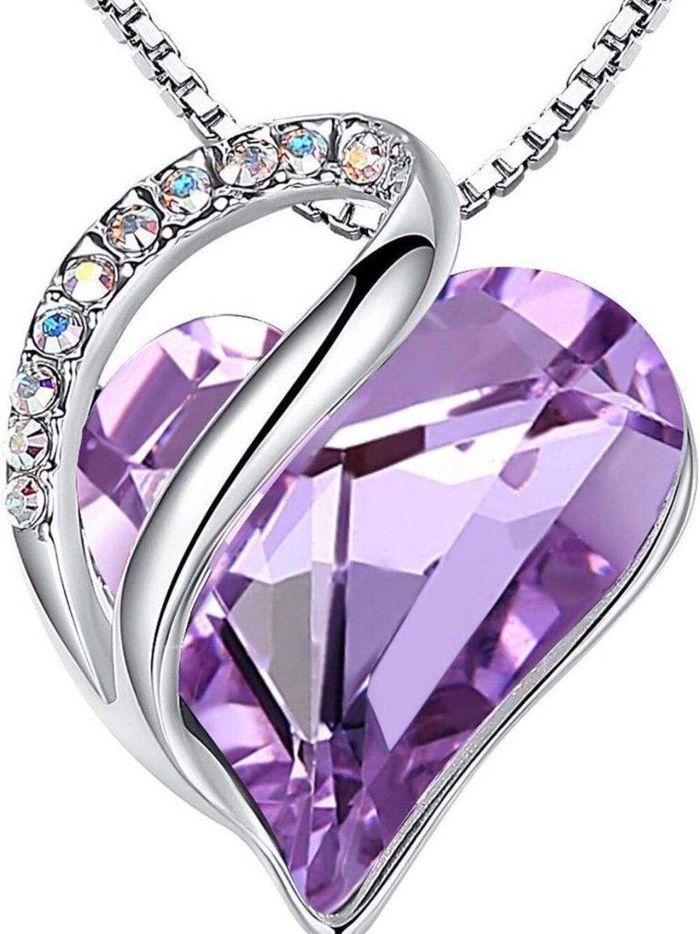 Infinity Love Birthstone Heart Necklace, Crystal Pendant Jewelry for Women, 18